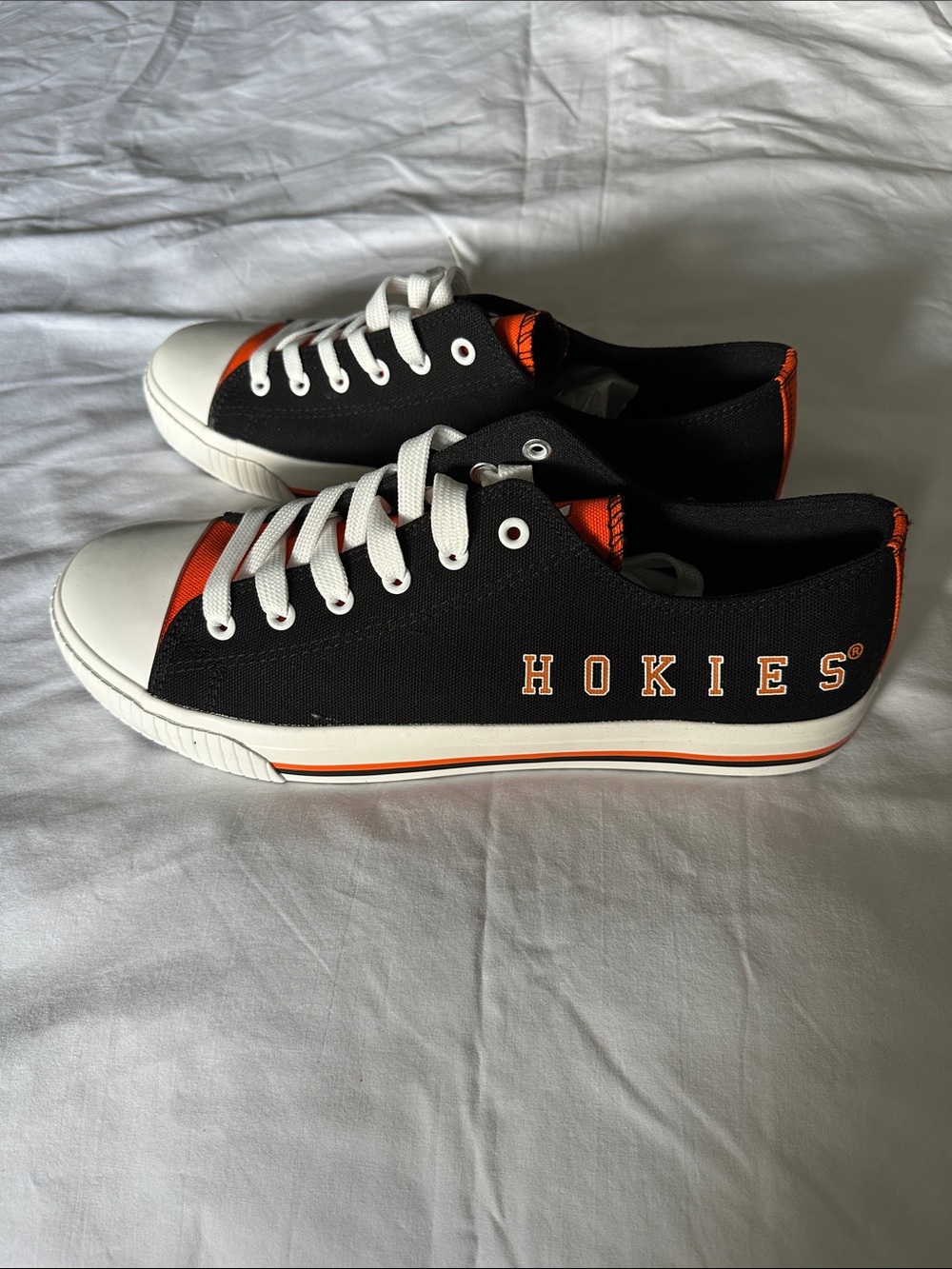 Black Virginia Tech 'Hokies' Low-Top Sneakers with Orange Accents
